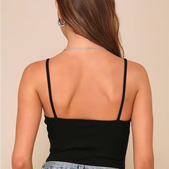 Lulus Ribbed Black Bodysuit - Picture 2 of 3